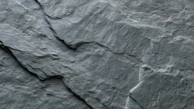 Rugged gray slate rock texture with natural fissures