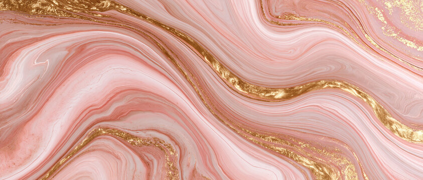 Pink marble texture with gold veins, luxury agate pattern