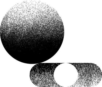 Distorted geometric shape . Minimal art design . Noise destroyed logo . Trendy grainy shapes . Graph print texture .Spray effect .Grunge texture . Distressed element .vector
