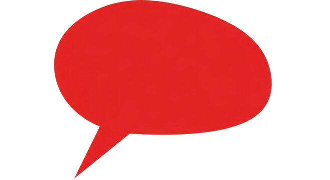 Red Speech Bubble with Tail Isolated on Transparent Background for Communication Concepts