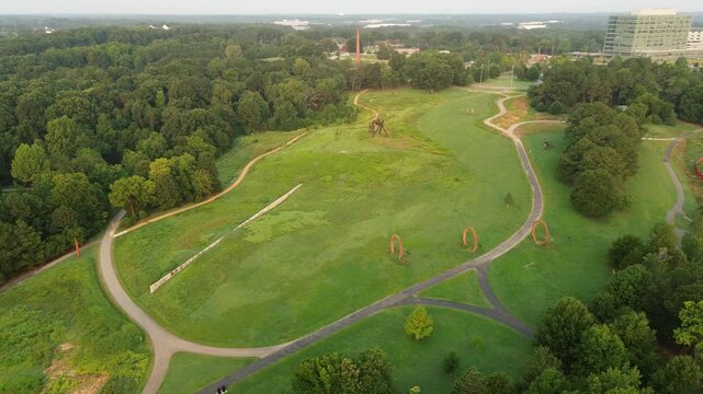 Aerial view of the park walking trails at the North Carolina Museum of Art in Raleigh