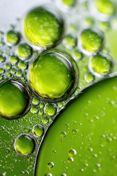 An Abstract Representation of Green Bubbles in Liquid Featuring a Sparkling, Textured Appearance and Style