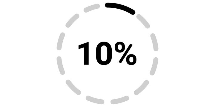 Ten percent progress bar with black numbers and dashed circle on a transparent background.