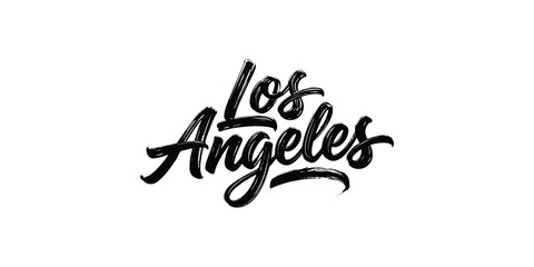Los Angeles city name in stylish brush script for travel branding and urban themes. © Shan masih