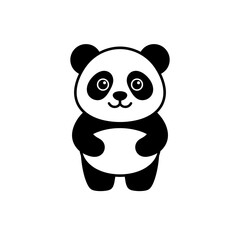 Cute cartoon illustration of a giant panda bear with illustration wildlife endangered adorable character minimalist friendly © SHIRIN