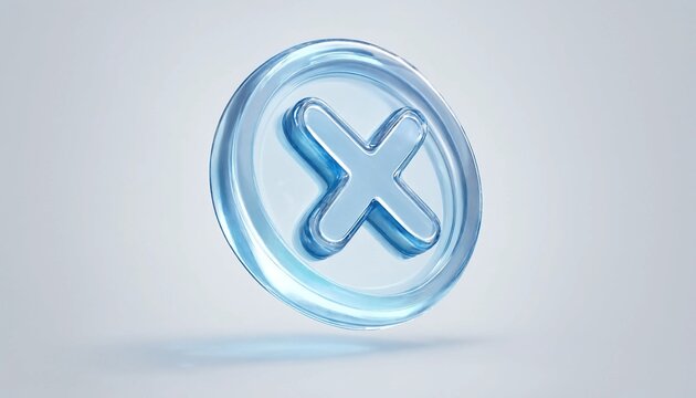 3D cancel icon isolated on transparent background concept of denial rejection refusal stop Transparent Liquid Glass icon 3D rendering 