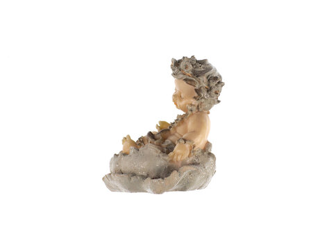 Baby angel figurine isolated on white background