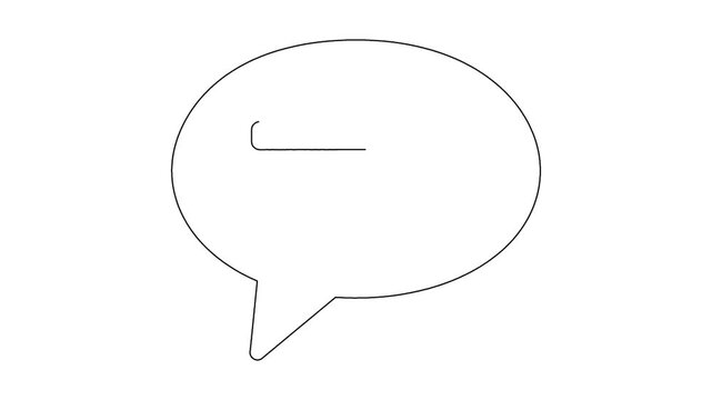 Minimalist outline animation of empty speech bubble growing on plain white background art.