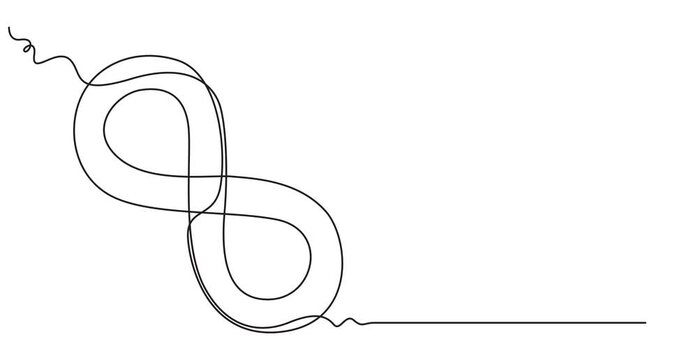 Infinity loop continuous line drawing animation for eternity, math, and corporate branding. Minimalist continuous line, animation continuous drawing of infinity with one line, Infinity sign mark one.