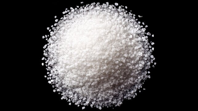 Delicate salt crystals on black backdrop