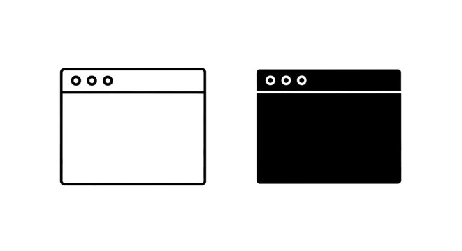 Vector illustration of web browser window icon set on a transparent background
