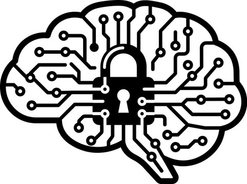 Brain with locked circuit board illustration