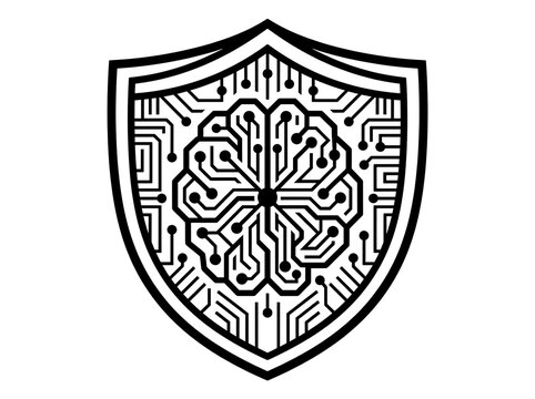 Shield with circuit brain design vector icon
