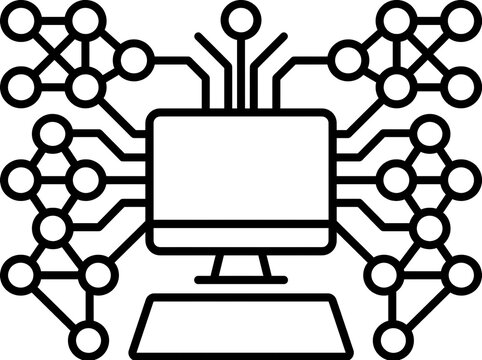 Modern computer connected to network circuit board
