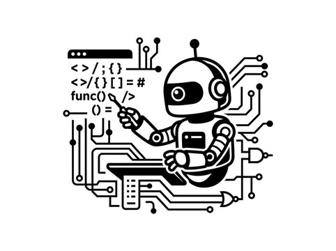 Robot coding on circuit board with programming symbols