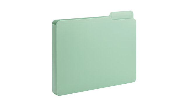 Minimalist green file folder, professional office document organizer, clean plastic stationery folder for data storage and business filing