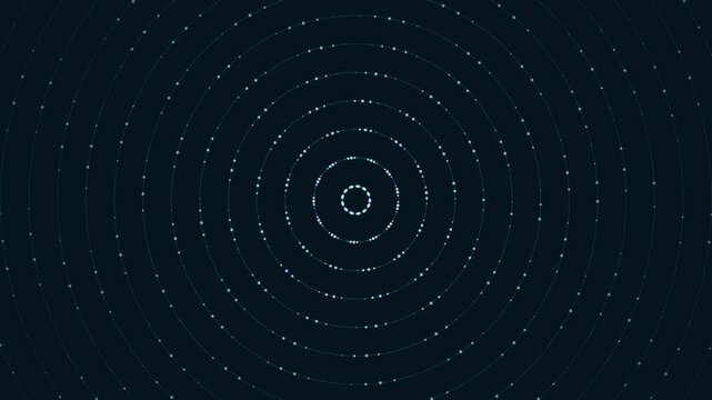 Abstract circular pulse animation representing digital data flow through concentric rings in dark space motion graphics background for futuristic tech presentation.