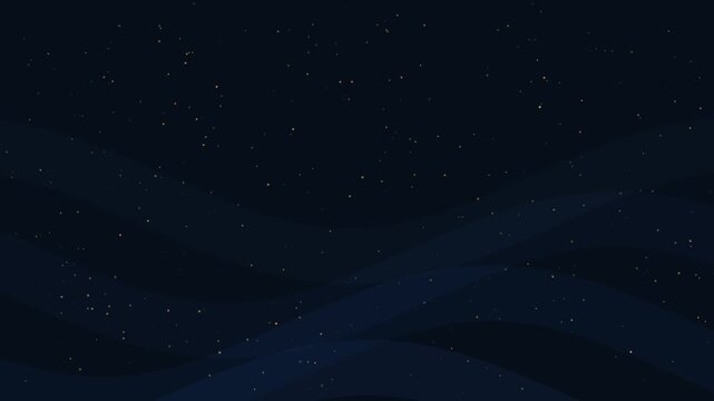 Abstract dark blue background with flowing liquid wave shapes and glowing gold particles motion cinematic footage for elegant digital presentation and web design.