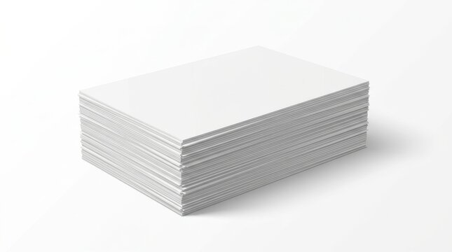 Stack of blank white papers on a clean white background for design