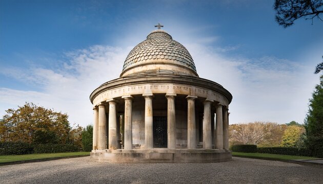 historic domed mausoleum with stone pillars