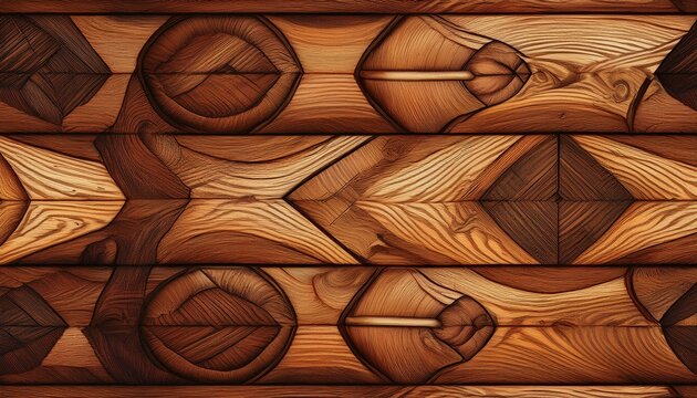 rustic nordic wood planks with knotwork seamless pattern