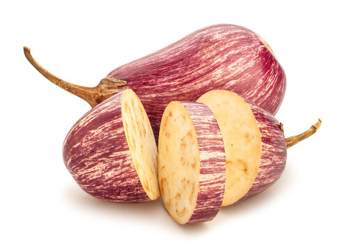 sliced jewel marble eggplant path isolated on white