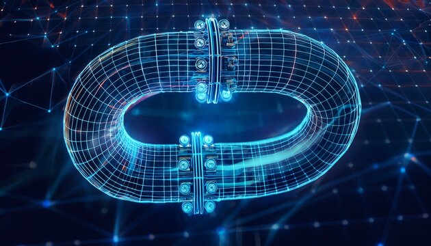 3d modular pipeline loop with connected processing nodes for data routing api integration workflow automation saas operations and technology presentation