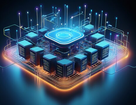 3d modular content distribution system with central routing hub and connected media nodes for publishing automation creator workflow and saas platform design