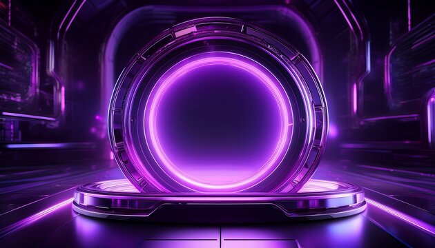 cinematic futuristic technology background with purple holographic energy ring