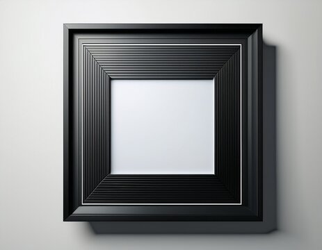 minimalist black frame with white square inner panel on white background shadow