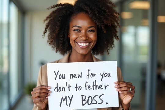 Entrepreneurial Black woman shows appreciation with a touching message for her employer.