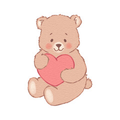 Fototapeta premium cute cartoon bear holding a heart