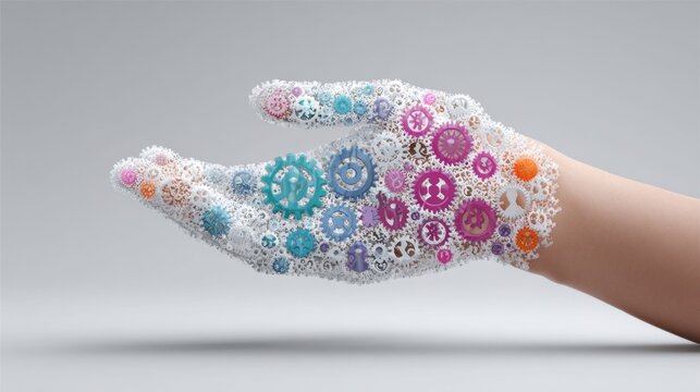 Technological innovation represented by a mechanical hand