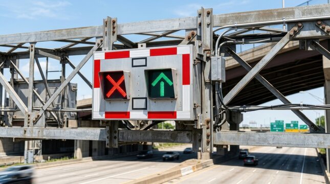 Expressway Lane Control Signal Shows Go Or Stop Instructions