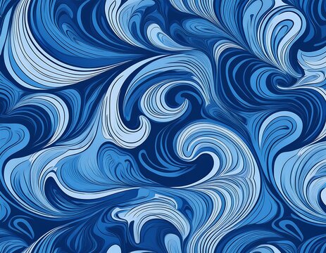 seamless pattern abstract fluid marble pattern in multiple shades of blue with swirling organic shapes blending together