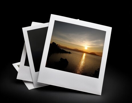 instant photo frame isolated black background