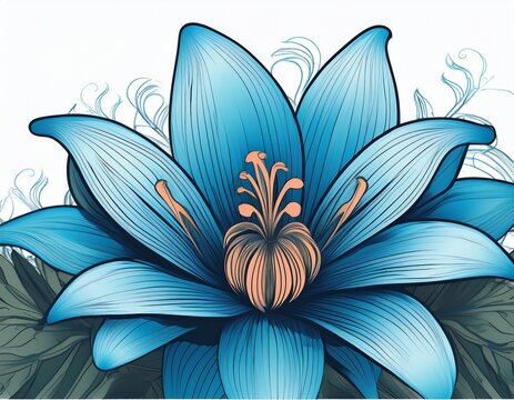 backgrounlily flower blue isolated on white background