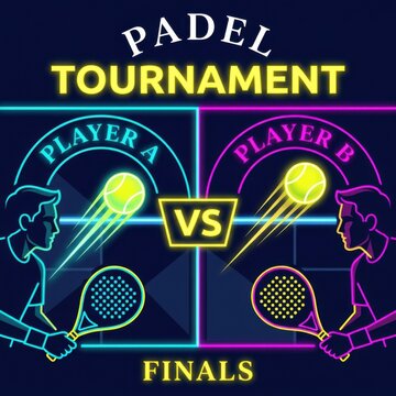 Exciting Padel Tournament Finals Neon Glow Showdown Digital Art