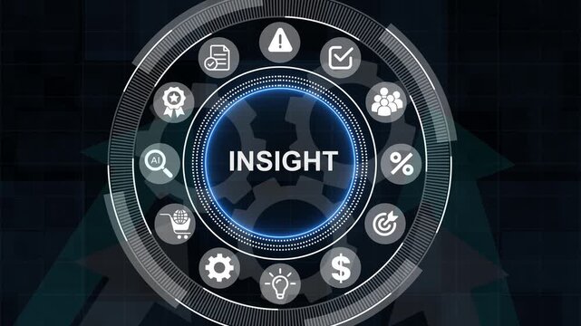 Animated payroll process illustration featuring, and business insights from large data sets ,network , business. 3d Motion graphics of technology icon