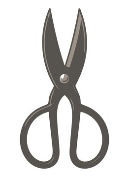 Vintage Metal Scissors Isolated on Transparent Background, Traditional Cutting Tool for Tailoring, Sewing, Crafting and Household Use