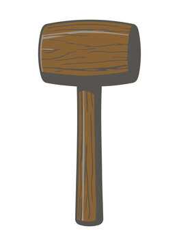 Vintage Wooden Mallet Isolated on Transparent Background, Traditional Carpentry Hand Tool for Woodworking, Joinery and Construction
