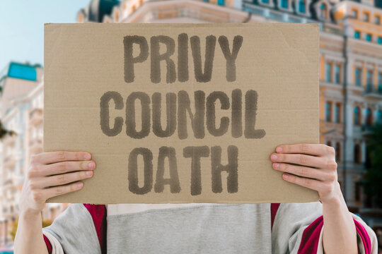 "Privy Council Oath" A new privy councillor takes the oath of office. PRIVY. COUNCIL. OATH. NEW. COUNCILLOR.