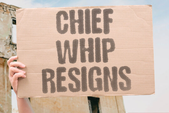 "Chief Whip Resigns" The chief whip resigns after a rebellion among MPs. CHIEF. WHIP. RESIGNS. REBELLION. MPS.