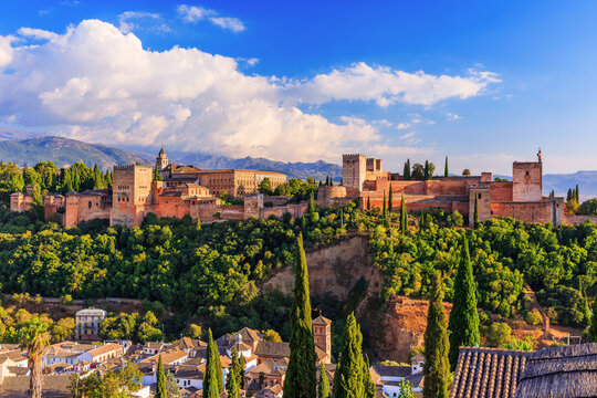 Alhambra of Granada, Spain. Alhambra fortress and Albaicin quarter