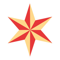 Fototapeta premium Christmas Star Ornament – Red and Gold Geometric Star Vector Illustration Isolated on White Background