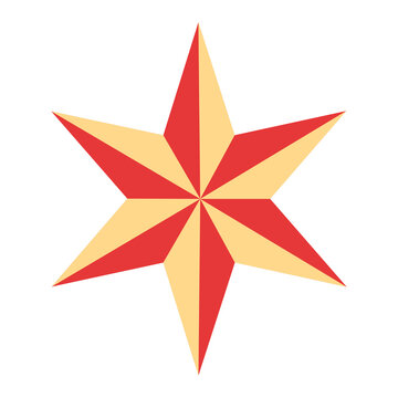 Christmas Star Ornament &ndash; Red and Gold Geometric Star Vector Illustration Isolated on White Background