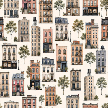 seamless pattern with buildings