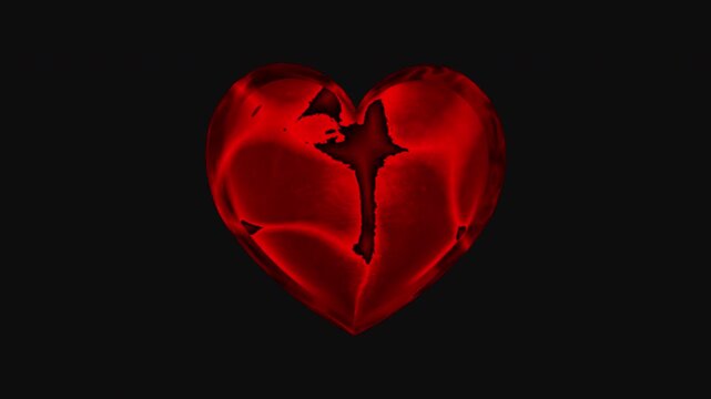 4K seamless looping heart shape animation with smooth pulse motion on transparent alpha channel.