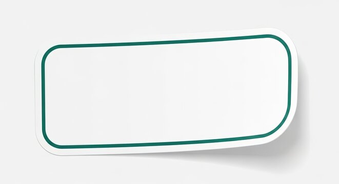 Blank Rounded Rectangle Sticker Label with Green Border on White Background