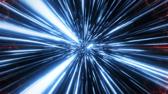 Abstract blue light speed rays in space